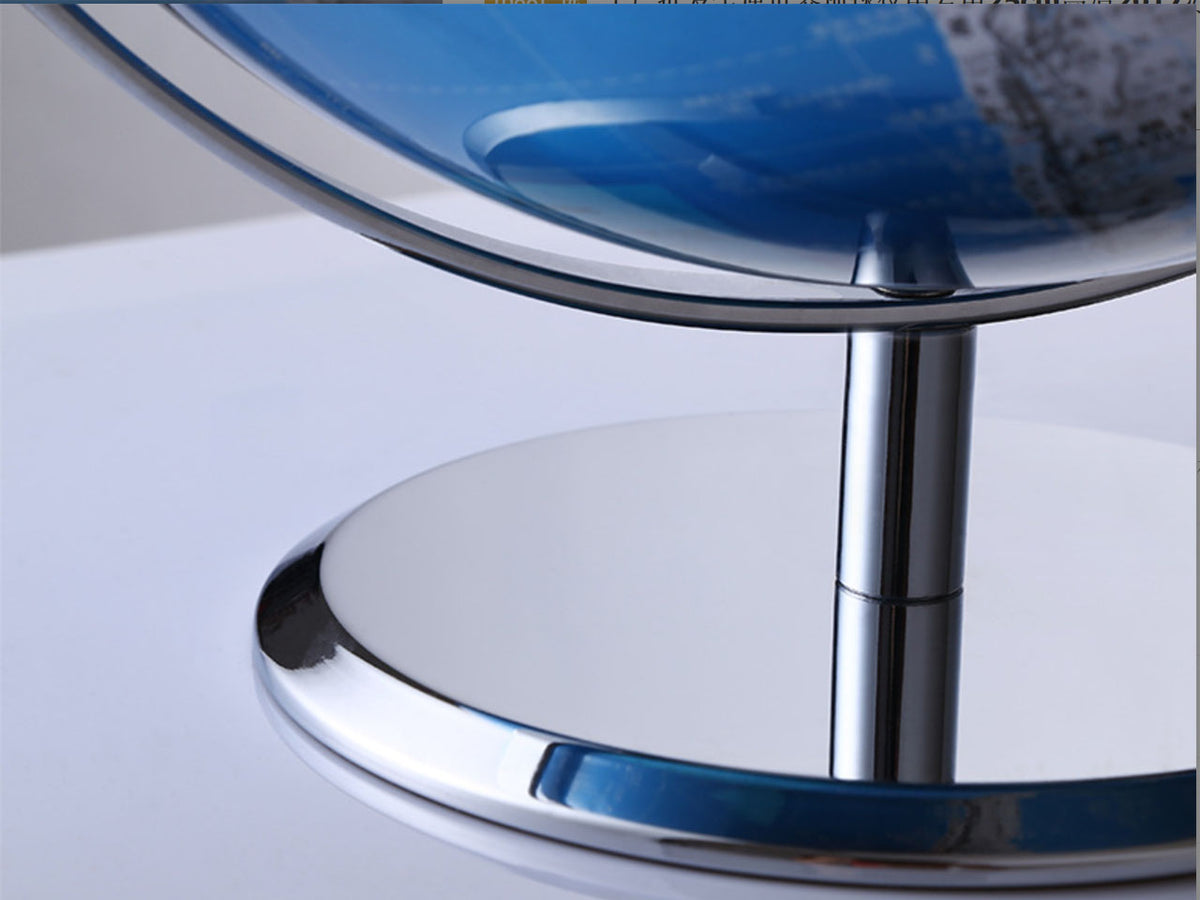 Large Decorative Globe in Blue and Silver, Customizable with Engraving, 23 cm Tall