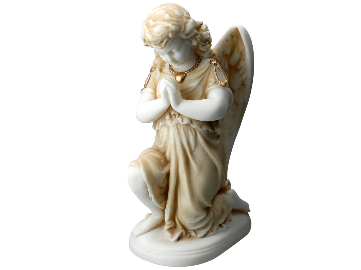 Alabaster Praying Angel - 25cm Alabaster Figurine, Customizable with Engraving