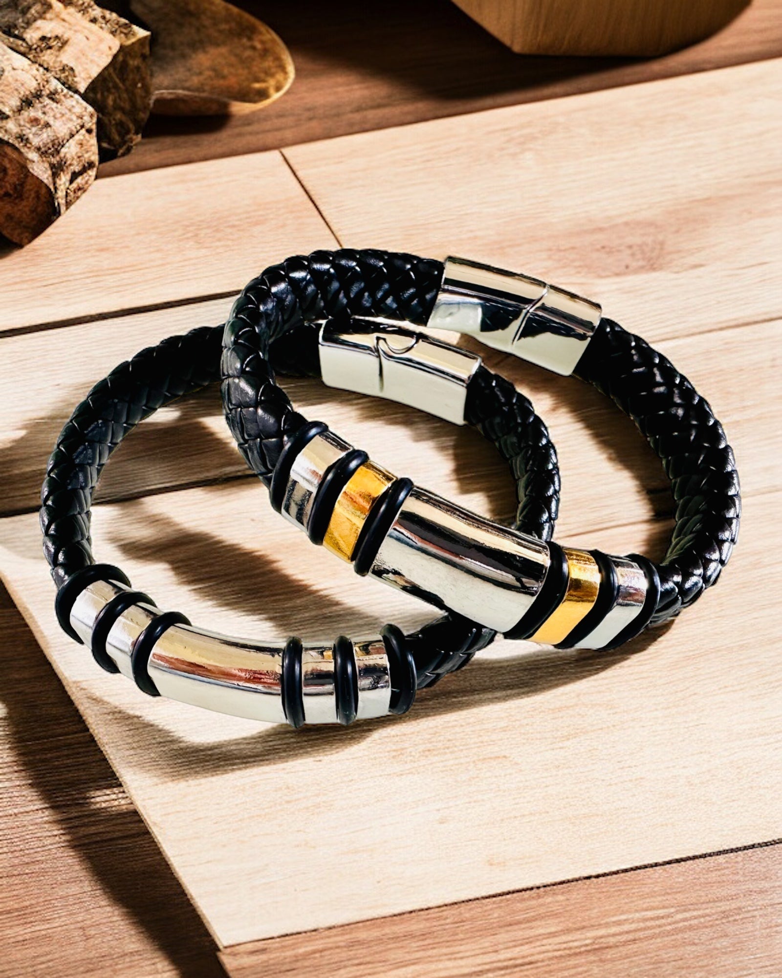 Модний браслет Hip Hop для чоловіків з гравіюванням на замовлення та магнітною застібкою – оберіть стиль зі срібними або золотими акцентами, 22 см шкіра PU