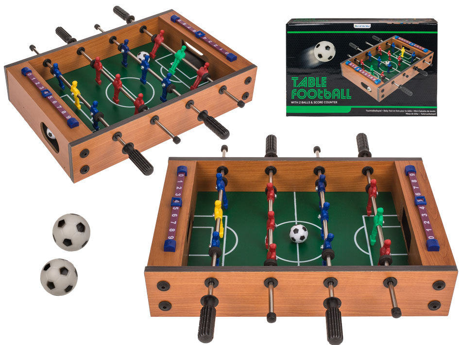 Futbolín de madera con grabado