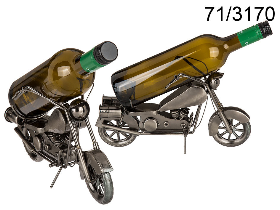 Kovový stojan na víno - motocykl, možnost personalizace gravírováním
