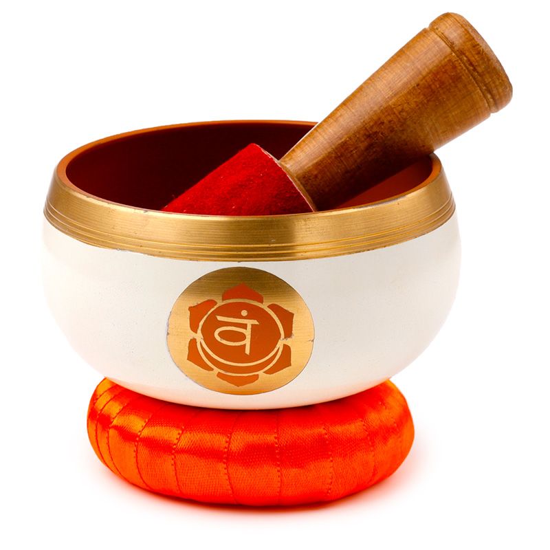 Orange chakra singing bowl with engraving personalization option, metal sound bowl, perfect as a gift, diameter 10 cm, height 5 cm