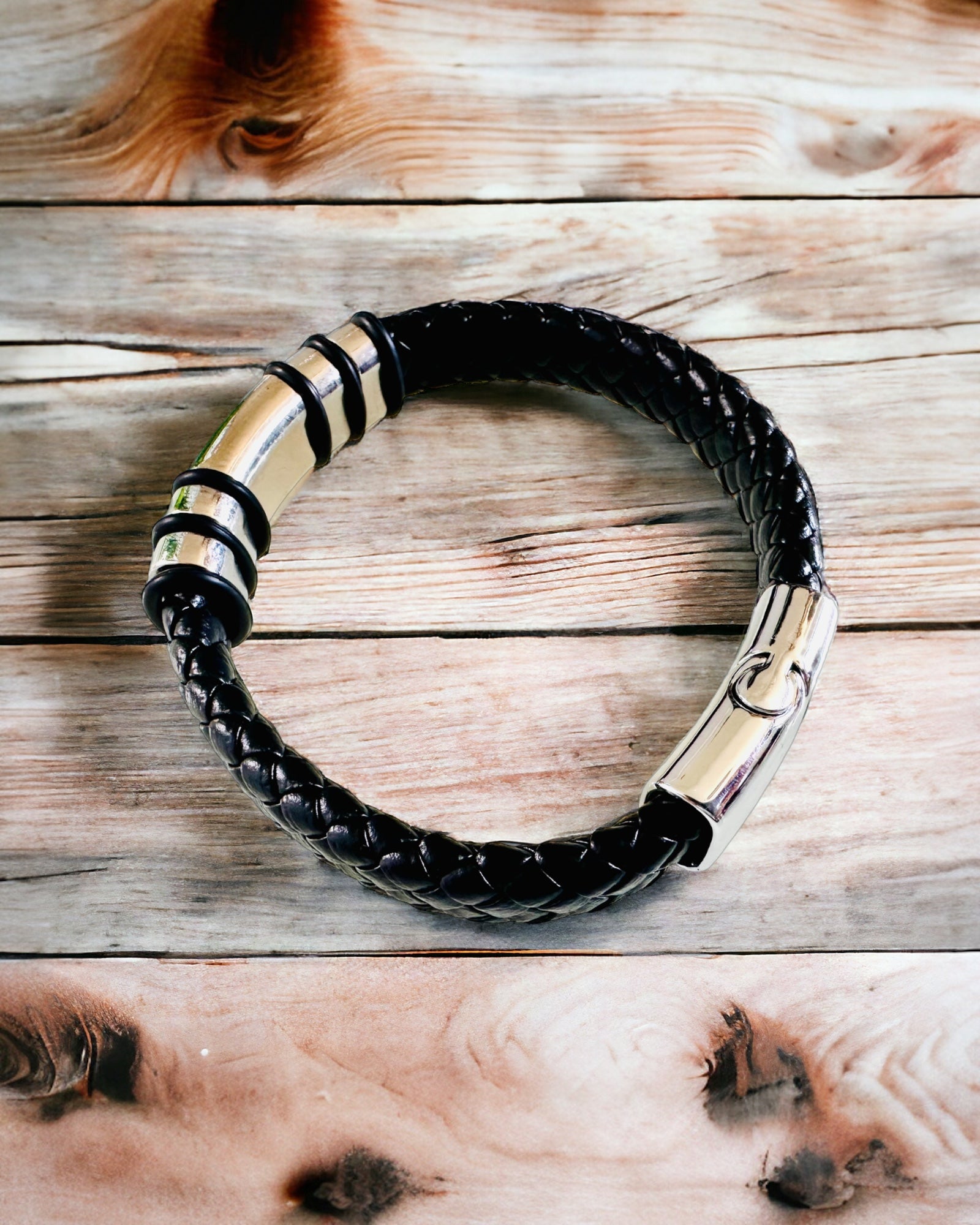 Модний браслет Hip Hop для чоловіків з гравіюванням на замовлення та магнітною застібкою – оберіть стиль зі срібними або золотими акцентами, 22 см шкіра PU