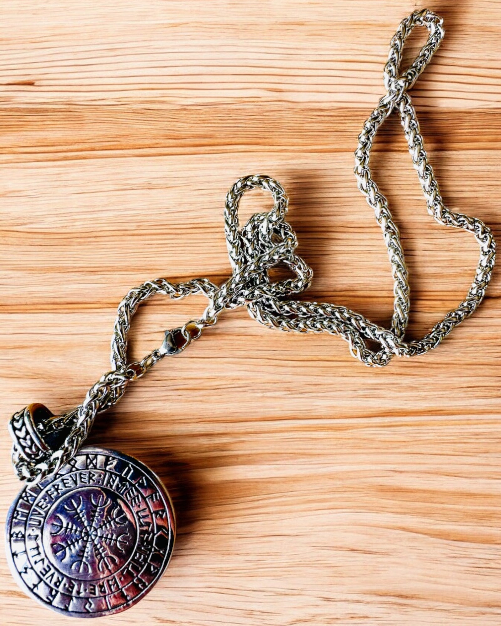 Намисто "Дерево Життя" з нержавіючої сталі з персоналізацією, з символом Aegishjalmur (Шолом Жаху)