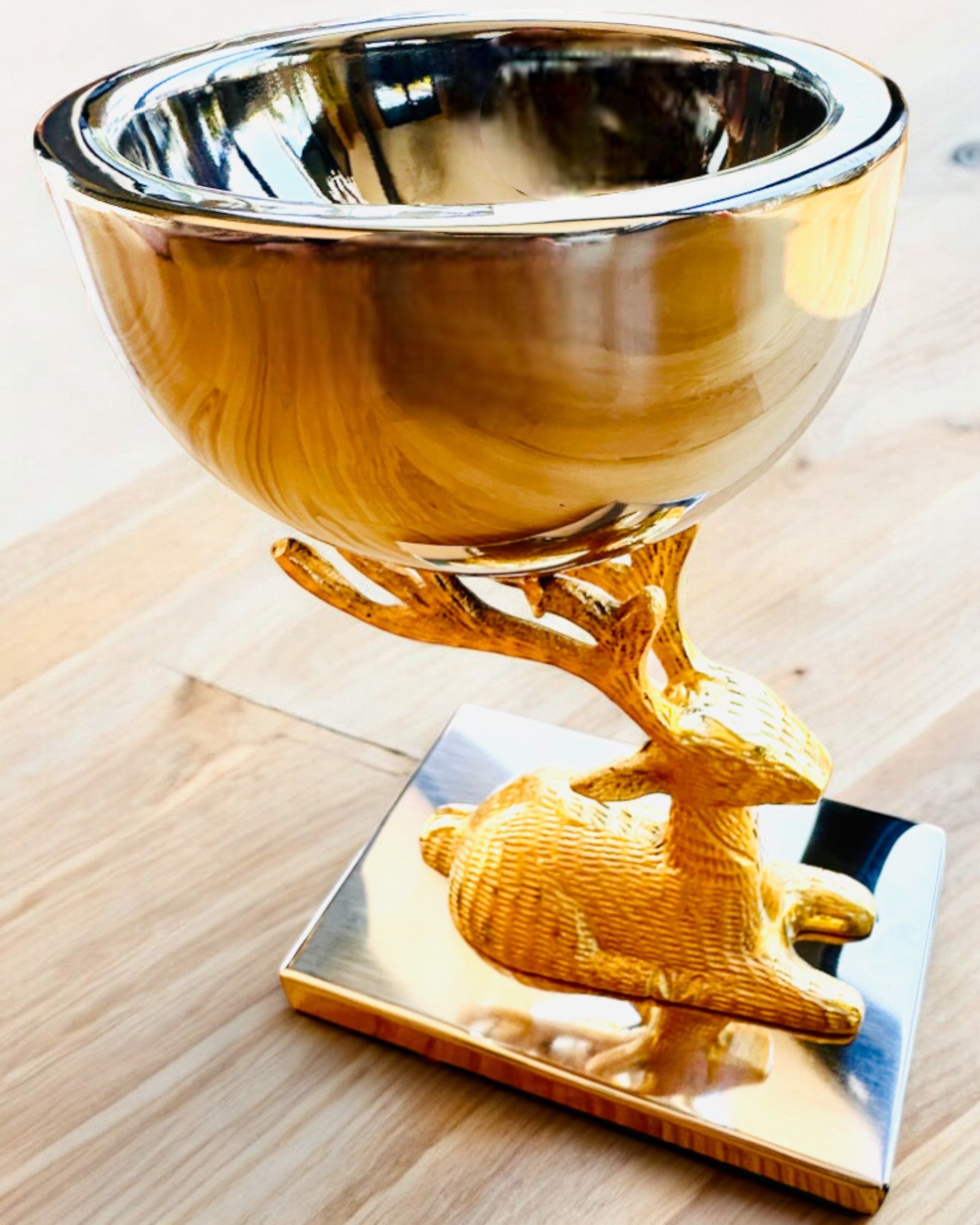 Taça decorativa Troféu de Veado – Artesanato da Índia, personalização com gravação