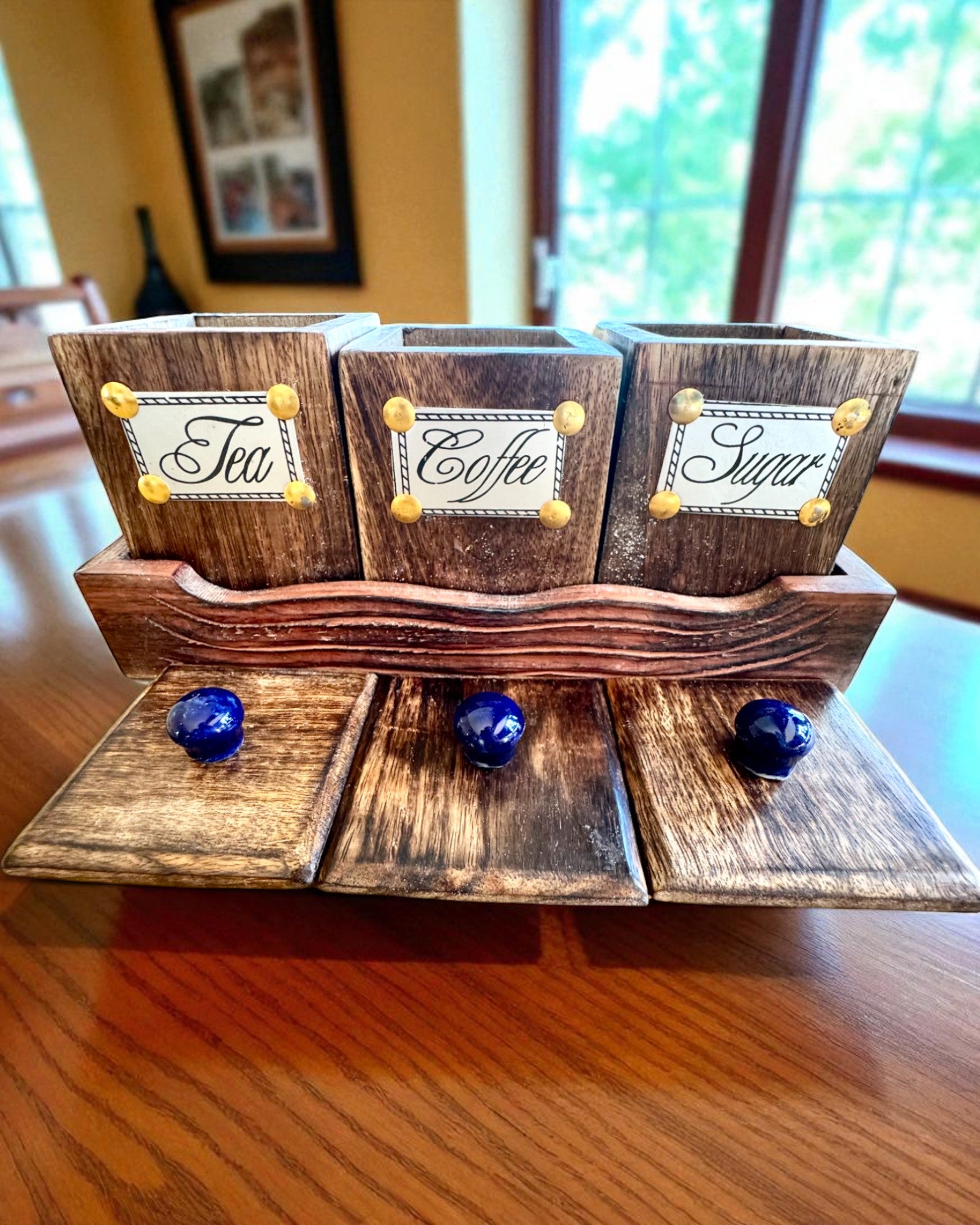Conjunto Royal Trio – Té, Café, Azúcar de madera de Shisham, hecho a mano, con opción de grabado para regalo