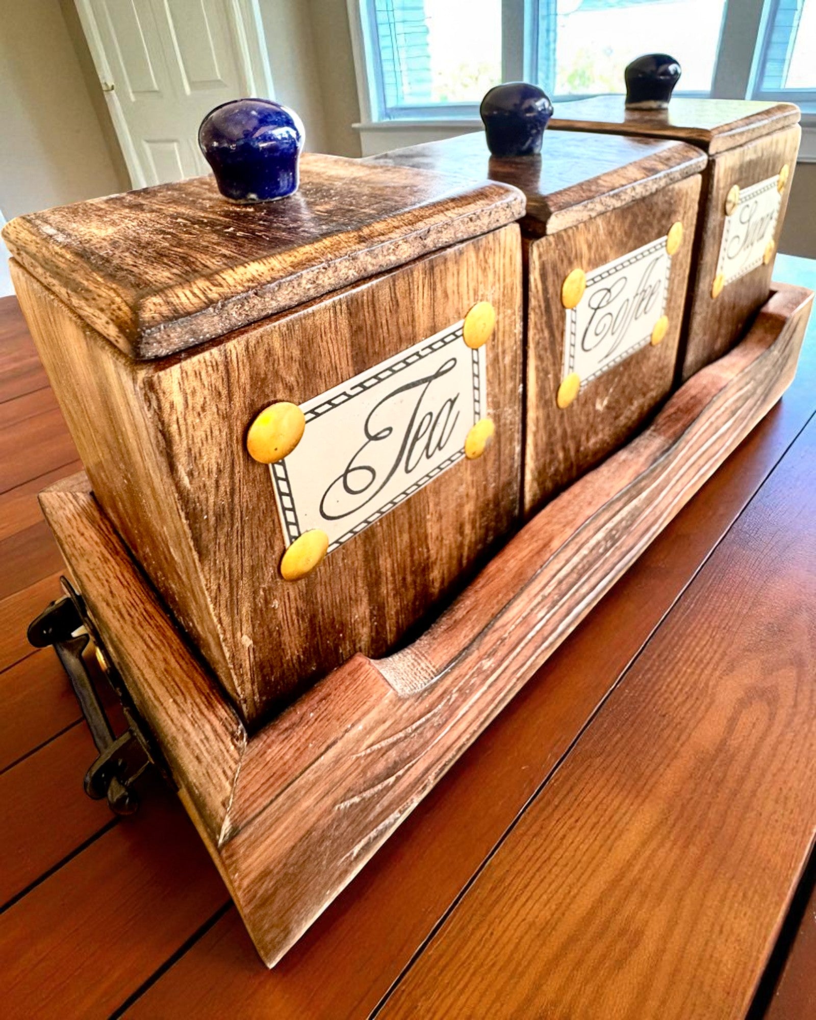 Conjunto Royal Trio – Té, Café, Azúcar de madera de Shisham, hecho a mano, con opción de grabado para regalo