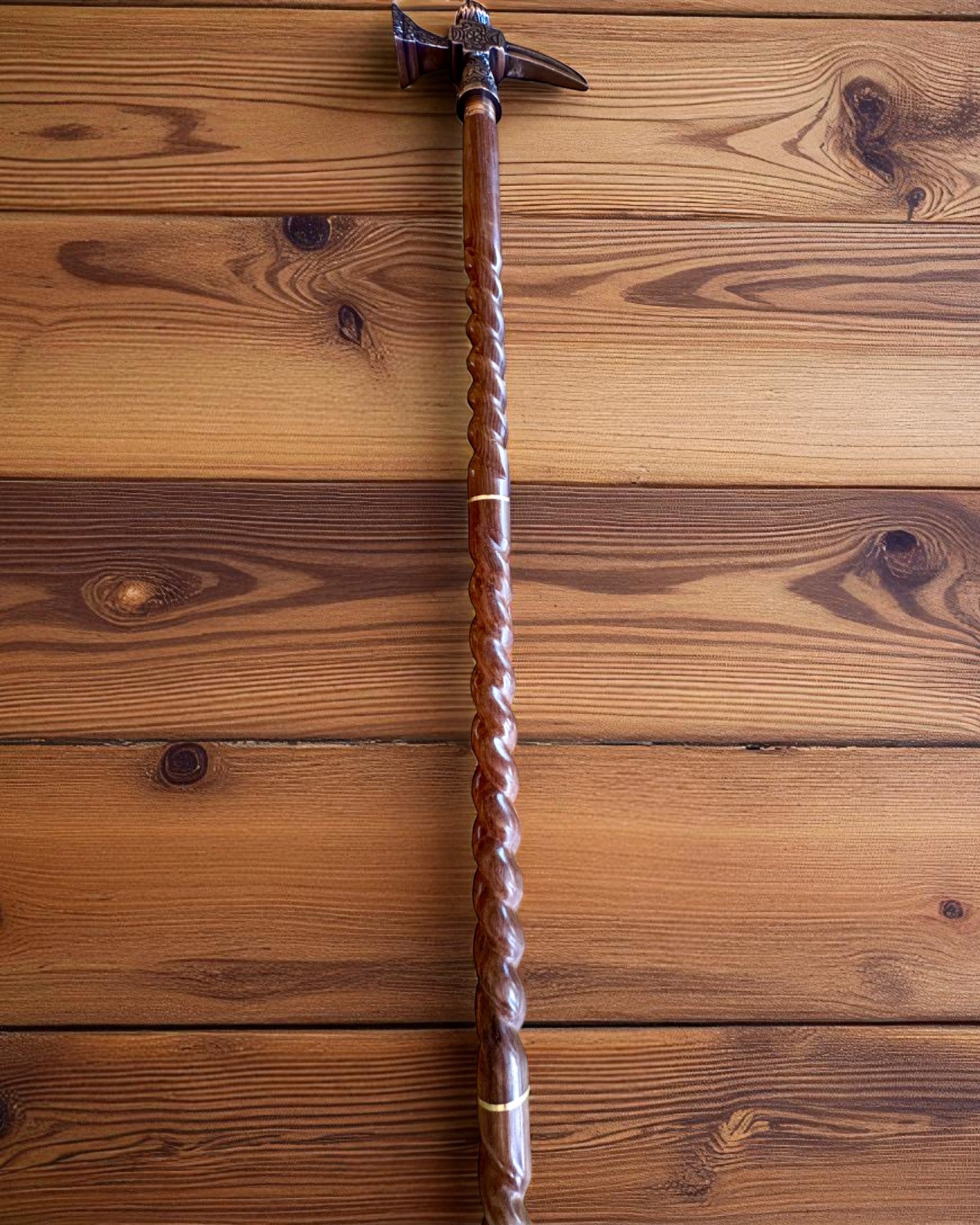 Bastón de paseo - WIKING con cabeza en forma de martillo de guerra, posibilidad de personalización con grabado para regalo