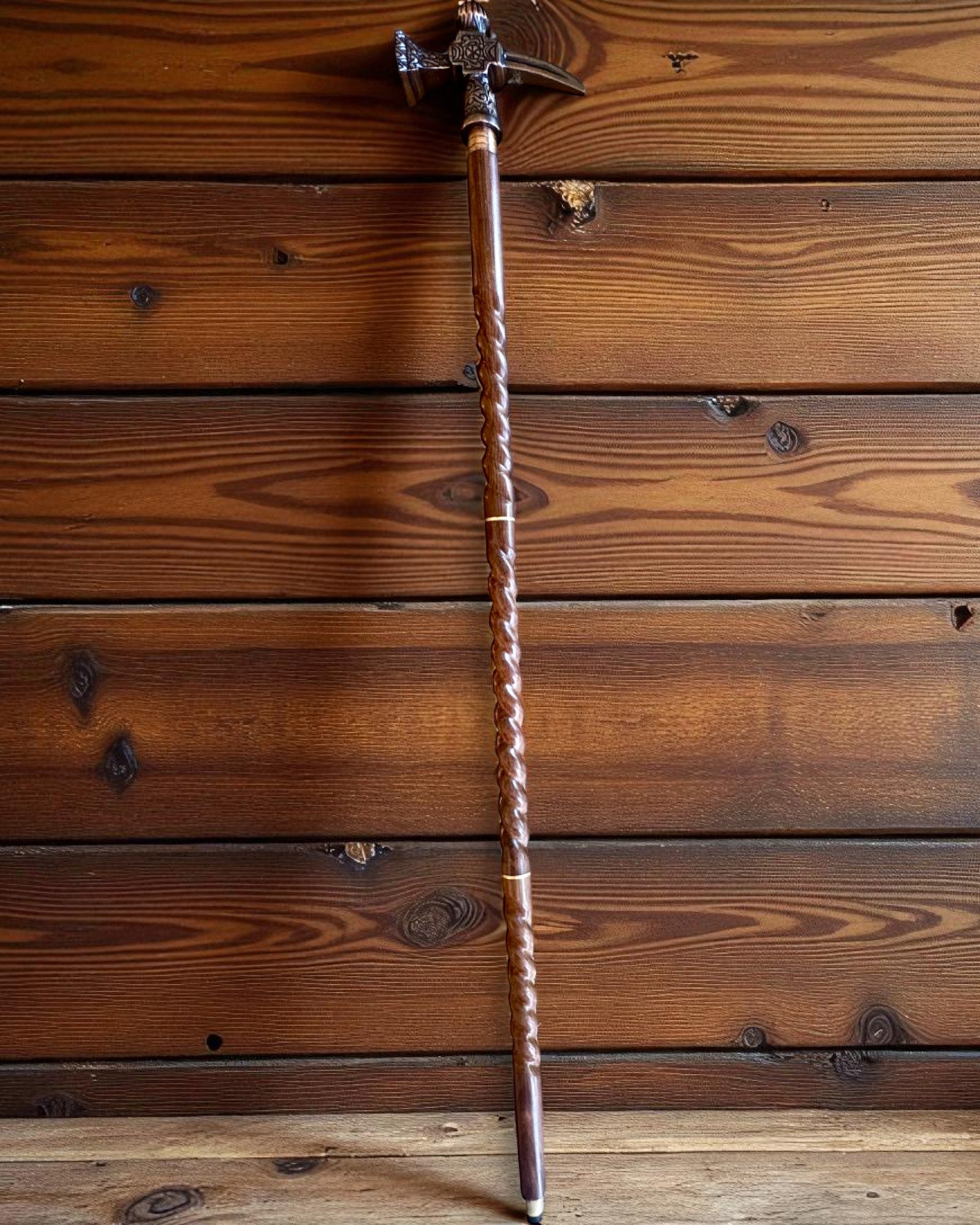 Bastón de paseo - WIKING con cabeza en forma de martillo de guerra, posibilidad de personalización con grabado para regalo