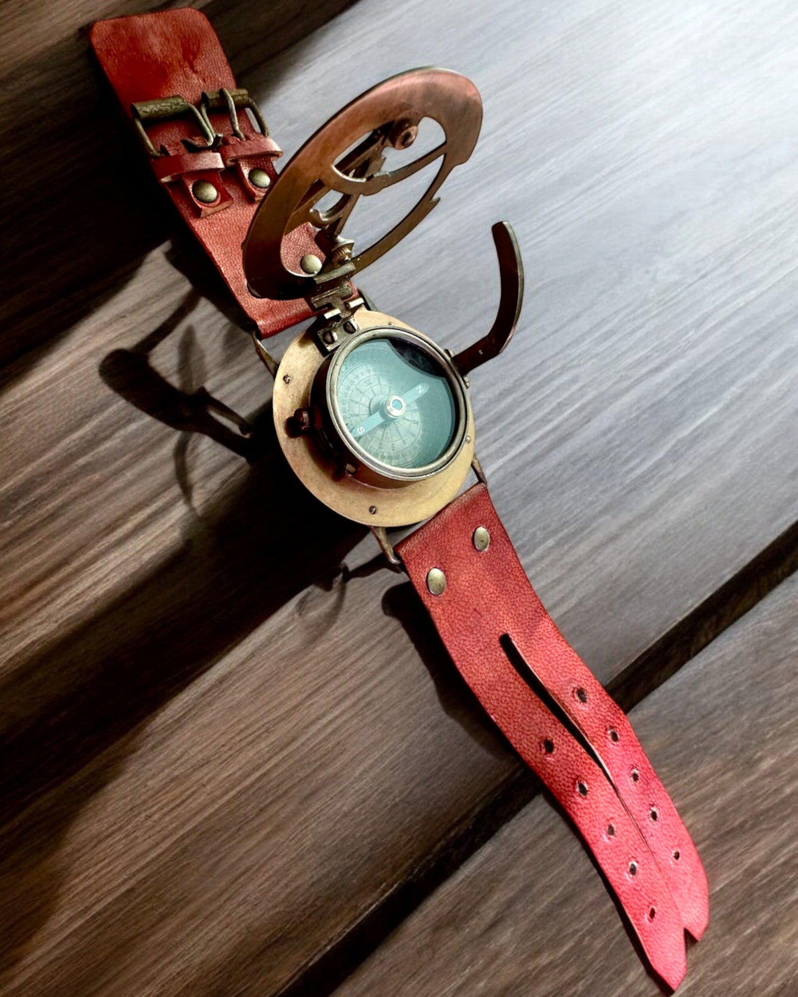 Sundial "Antique Compass", wristwatch with compass, customizable with engraving
