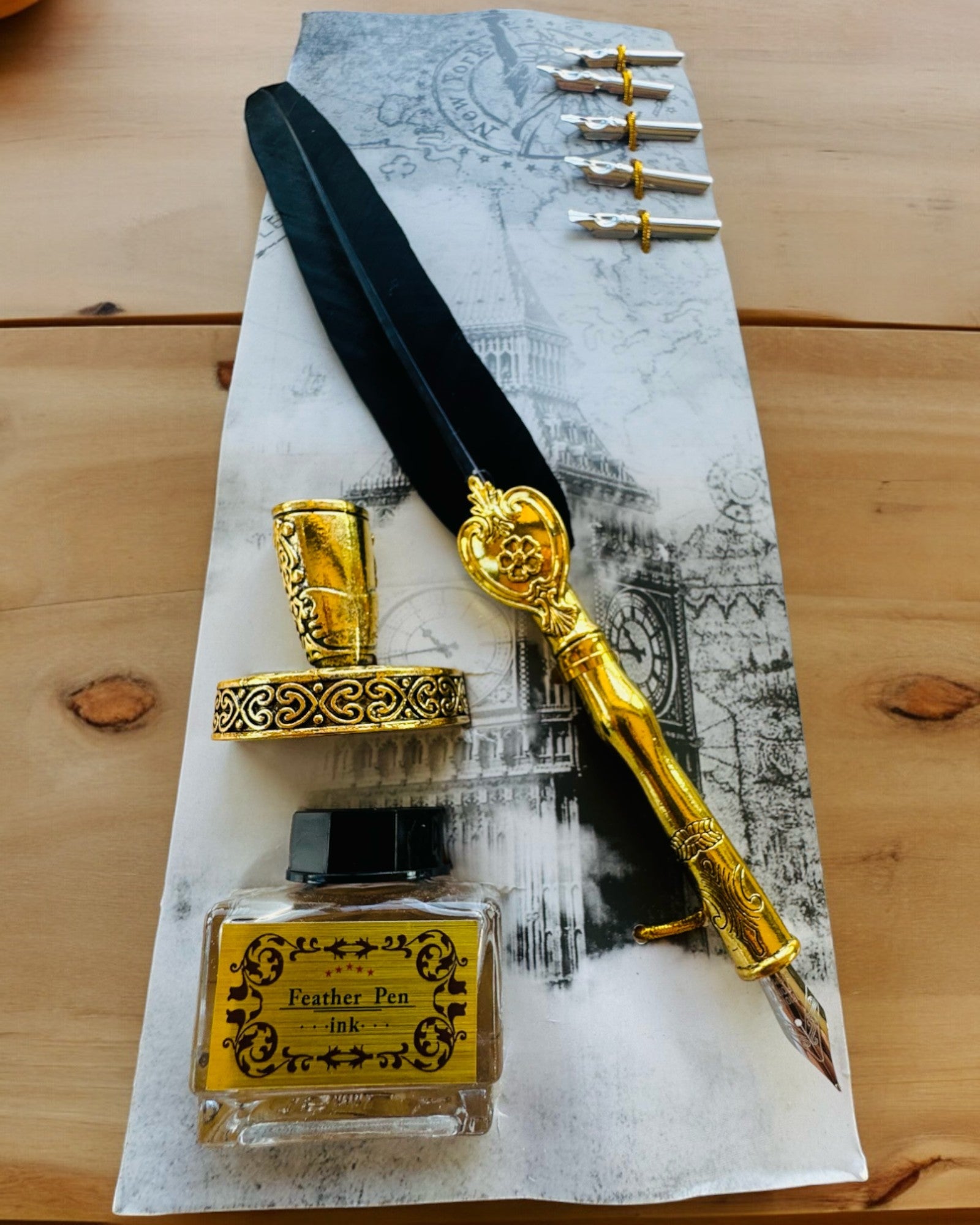 Elegant Goose Feather Pen with Accessory Set - Royal Quill, customizable with engraving