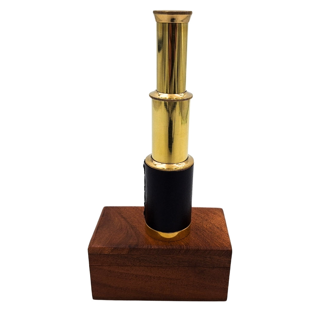 Retro Brass Spyglass in a Wooden Box - NC 1111
