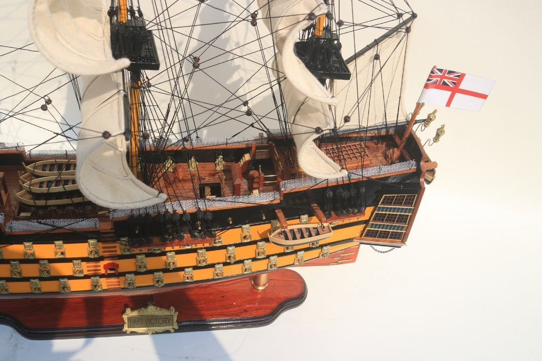 Assembled 80cm HMS Victory sailing ship model with the option of personalization by engraving - Exclusive gift decoration, handmade from exotic wood, high quality and attention to detail