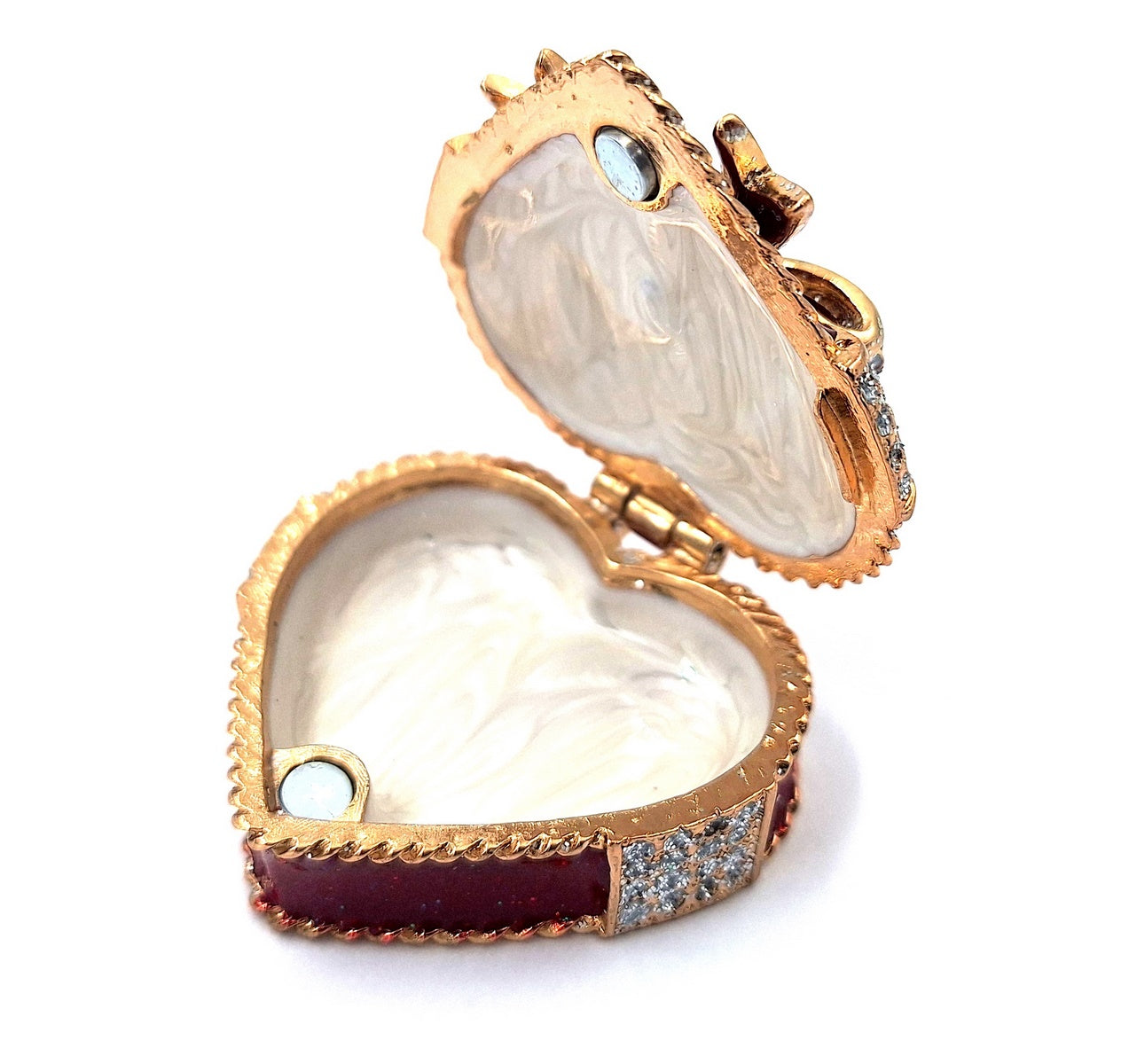 Unique Metal Jewelry Box with Crystals - Heart - B0747-00