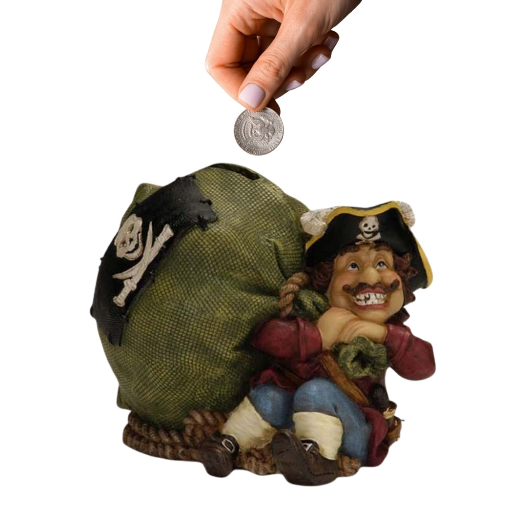 Dekorativní pokladnička pirát s pokladem 14 cm - CE03852