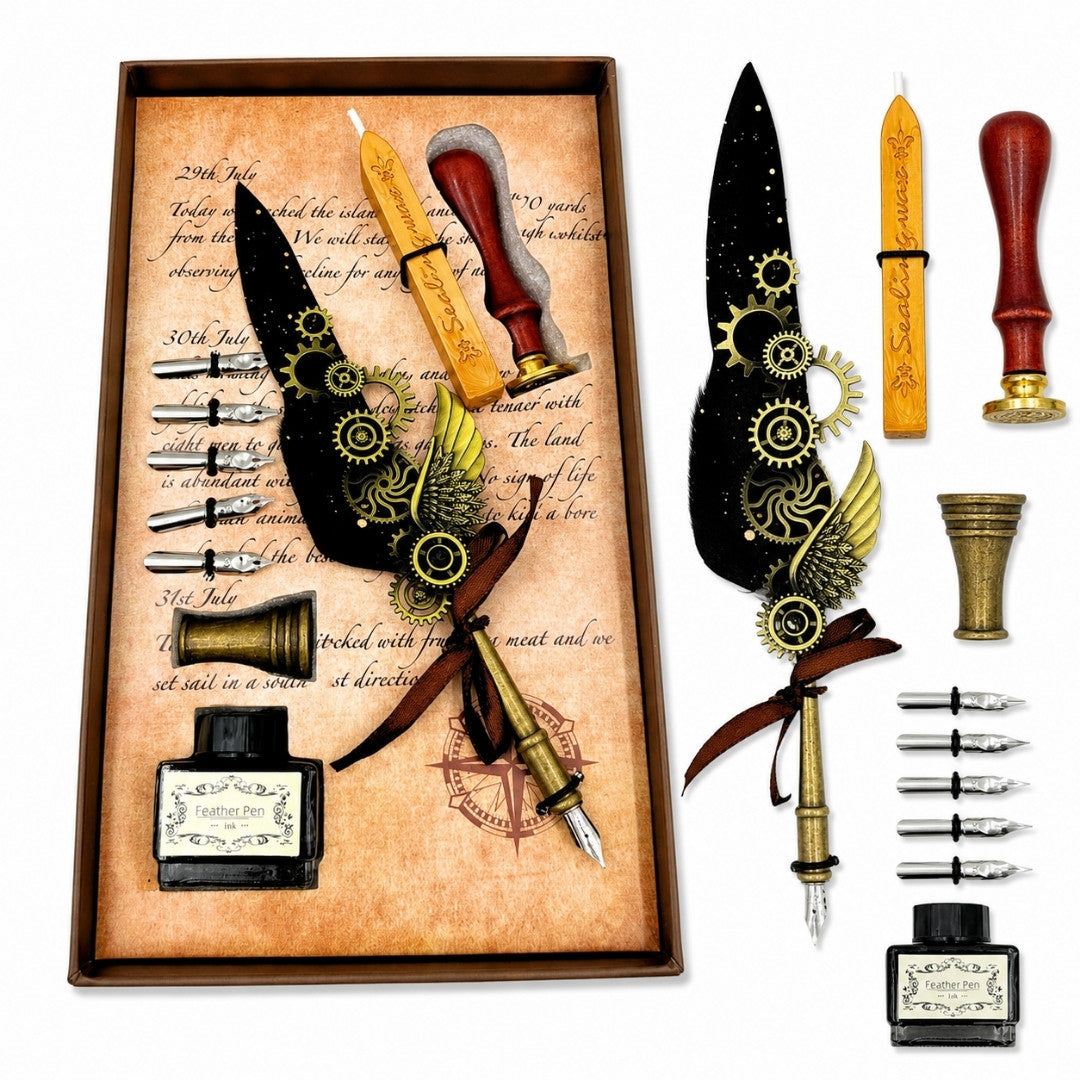 Premium Calligraphy Set Quill Pen - 6 Nibs Seal Pen Stand - EE16