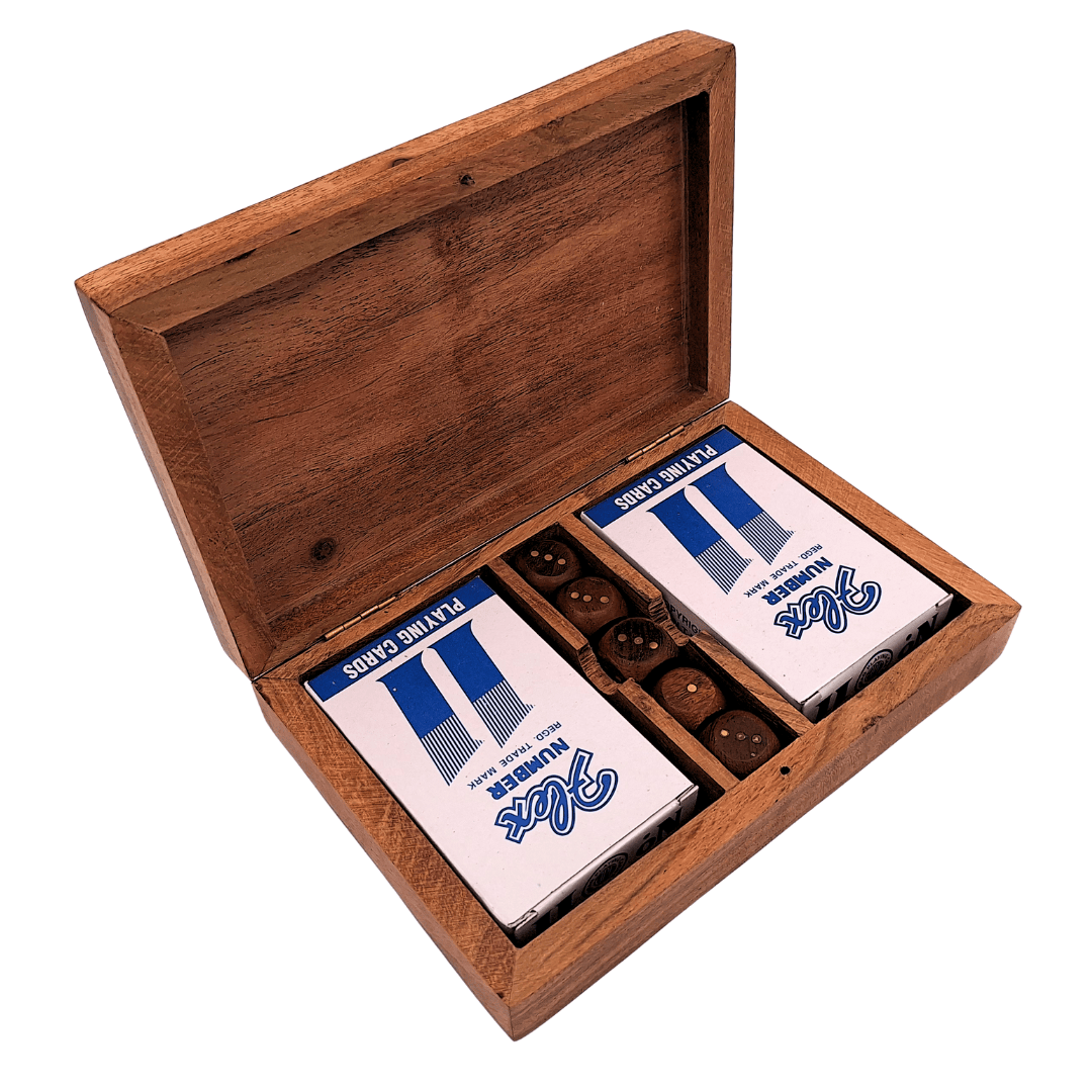 Two Decks of Cards and Dice in a Wooden Box - DNU-2790