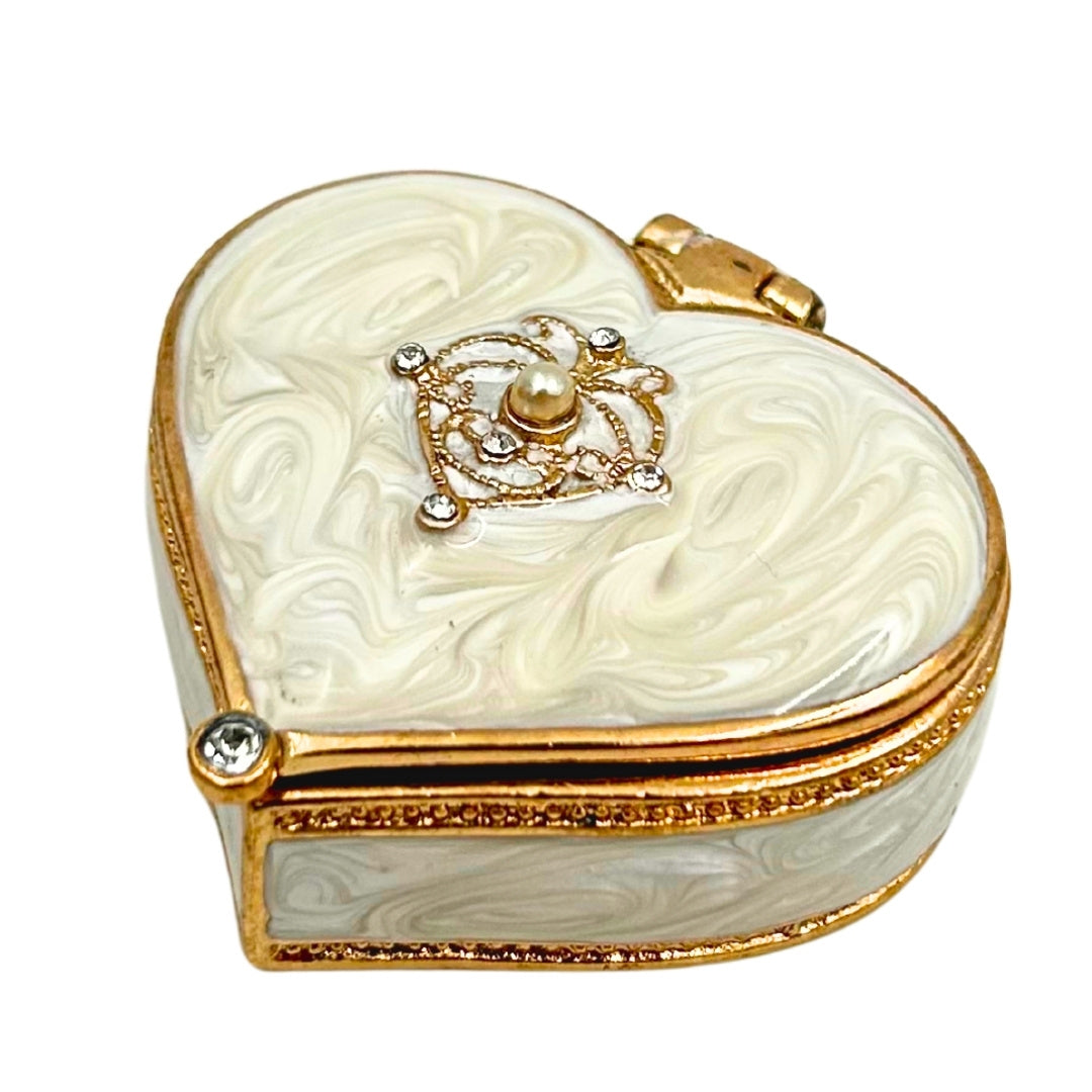 Exclusive Heart Jewelry Trinket Box with Crystals - B0767-06WH