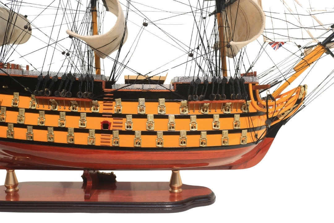 Assembled 80cm HMS Victory sailing ship model with the option of personalization by engraving - Exclusive gift decoration, handmade from exotic wood, high quality and attention to detail
