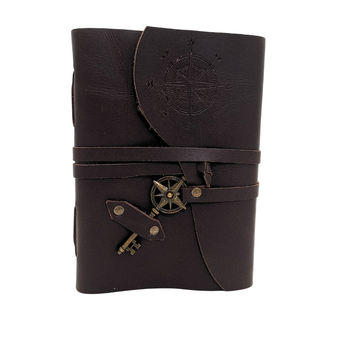 Retro Leather Notebook with Compass Rose 200 Pages - Gift for a Sailor - AH03