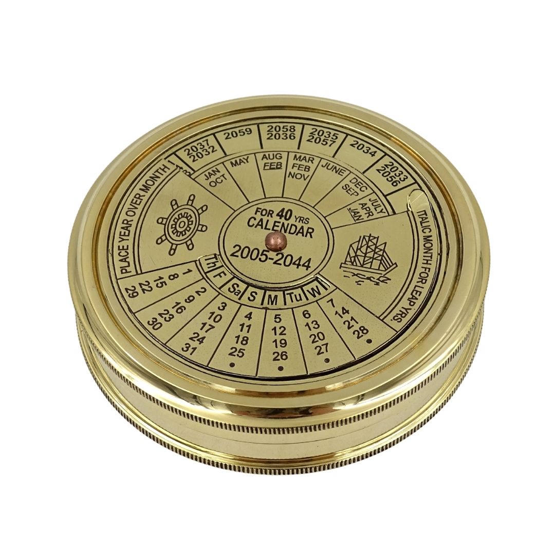 Brass Compass with 40-Year Calendar and Engraving Option