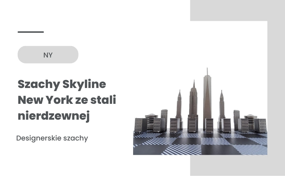 Șah de design Skyline New York din oțel inoxidabil – NY