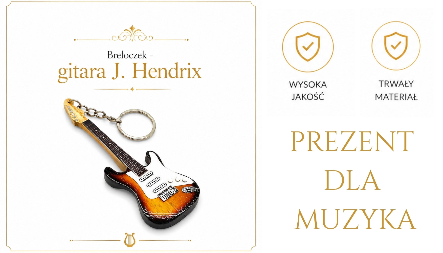 Přívěsek na klíče - kytara J. Hendrix - mahagon - EGK-0320