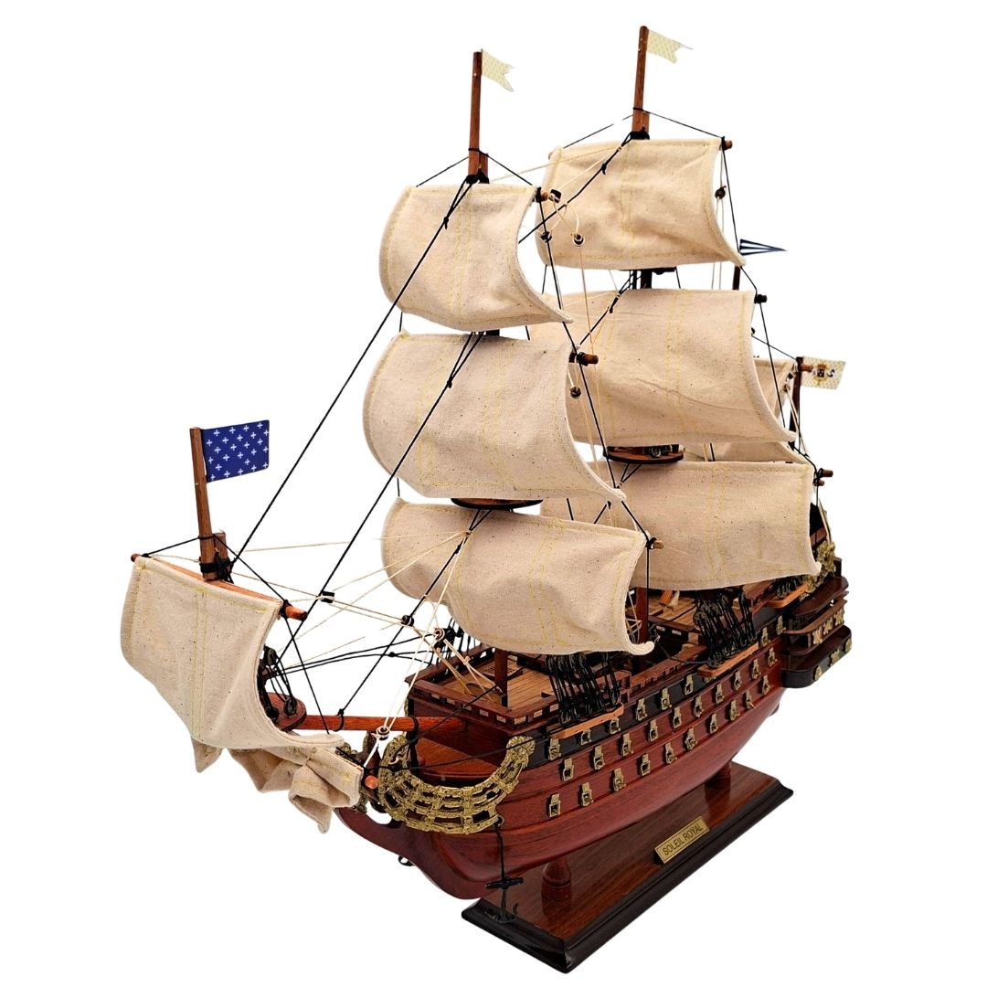 Assembled 46 cm Soleil Royal sailing ship model - Handcrafted from exotic wood with the option of personalization by engraving