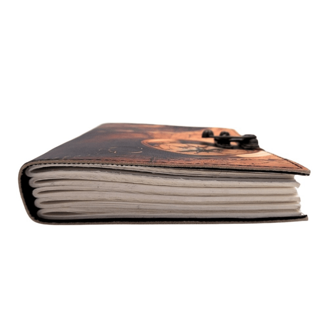 Leather Notebook Compass Retro Vintage 200 Pages – Gift for a Traveler - AH10A