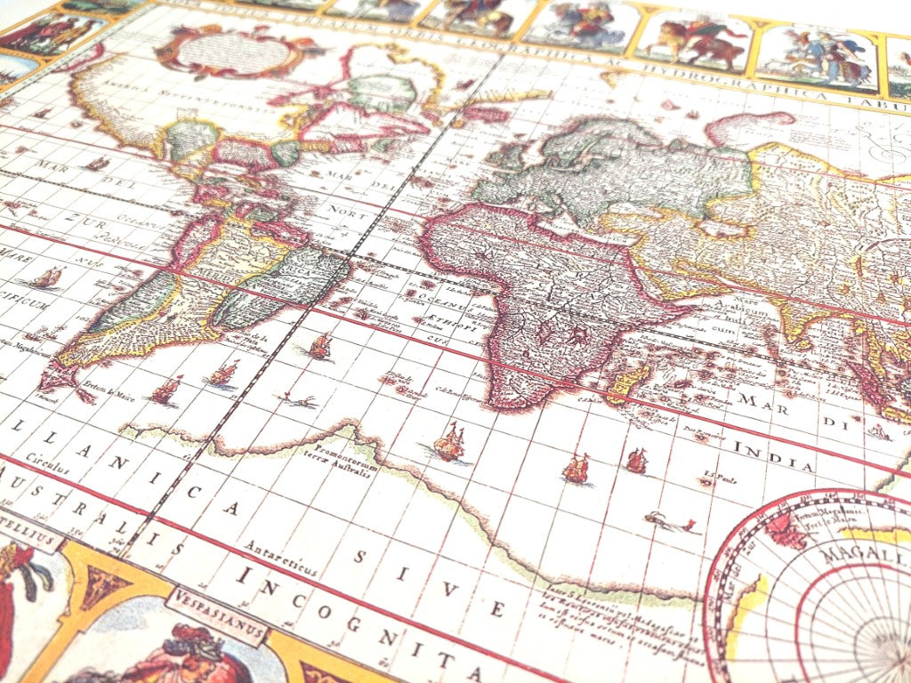 Historical World Map Piscator 1652 - dimensions 56 x 45 cm - M1652