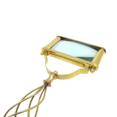 Large Rectangular Brass Magnifying Glass 3.5x Magnification - 70718