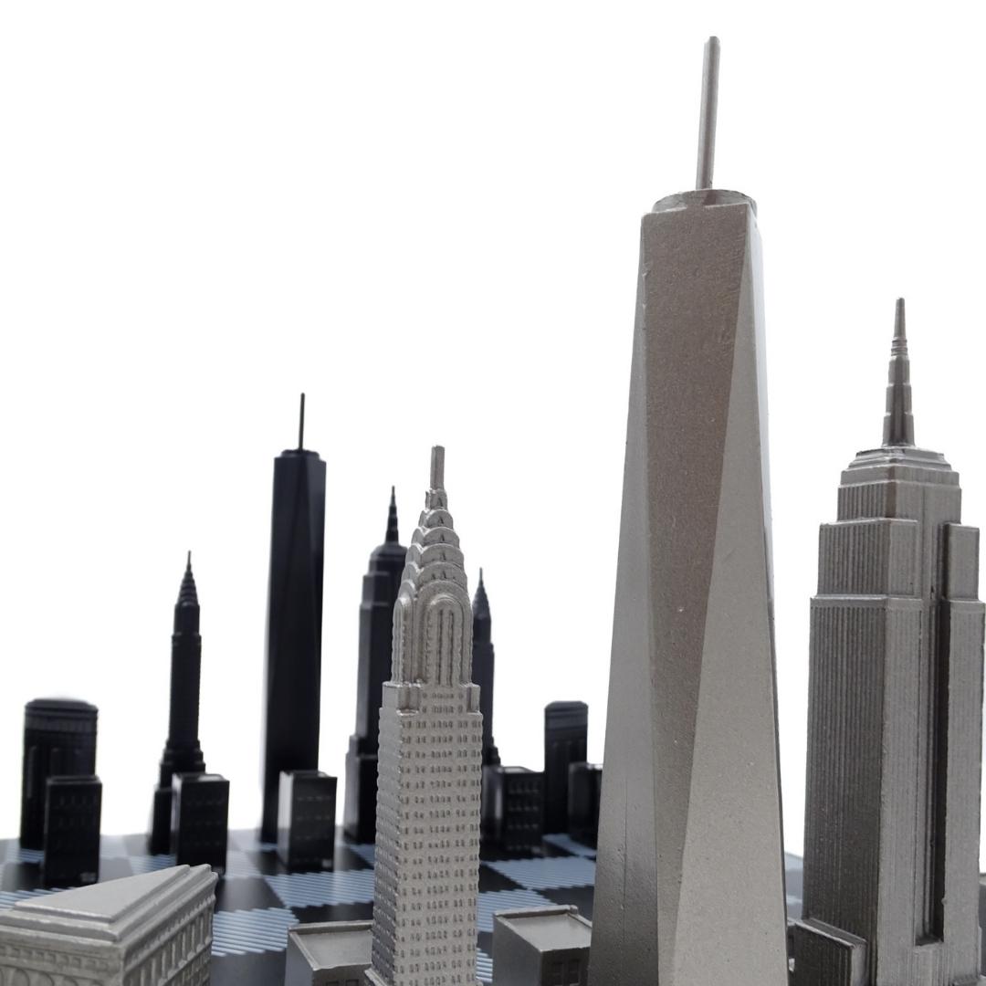 Șah de design Skyline New York din oțel inoxidabil – NY