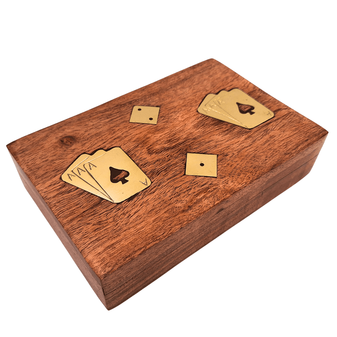 Two Decks of Cards and Dice in a Wooden Box - DNU-2790
