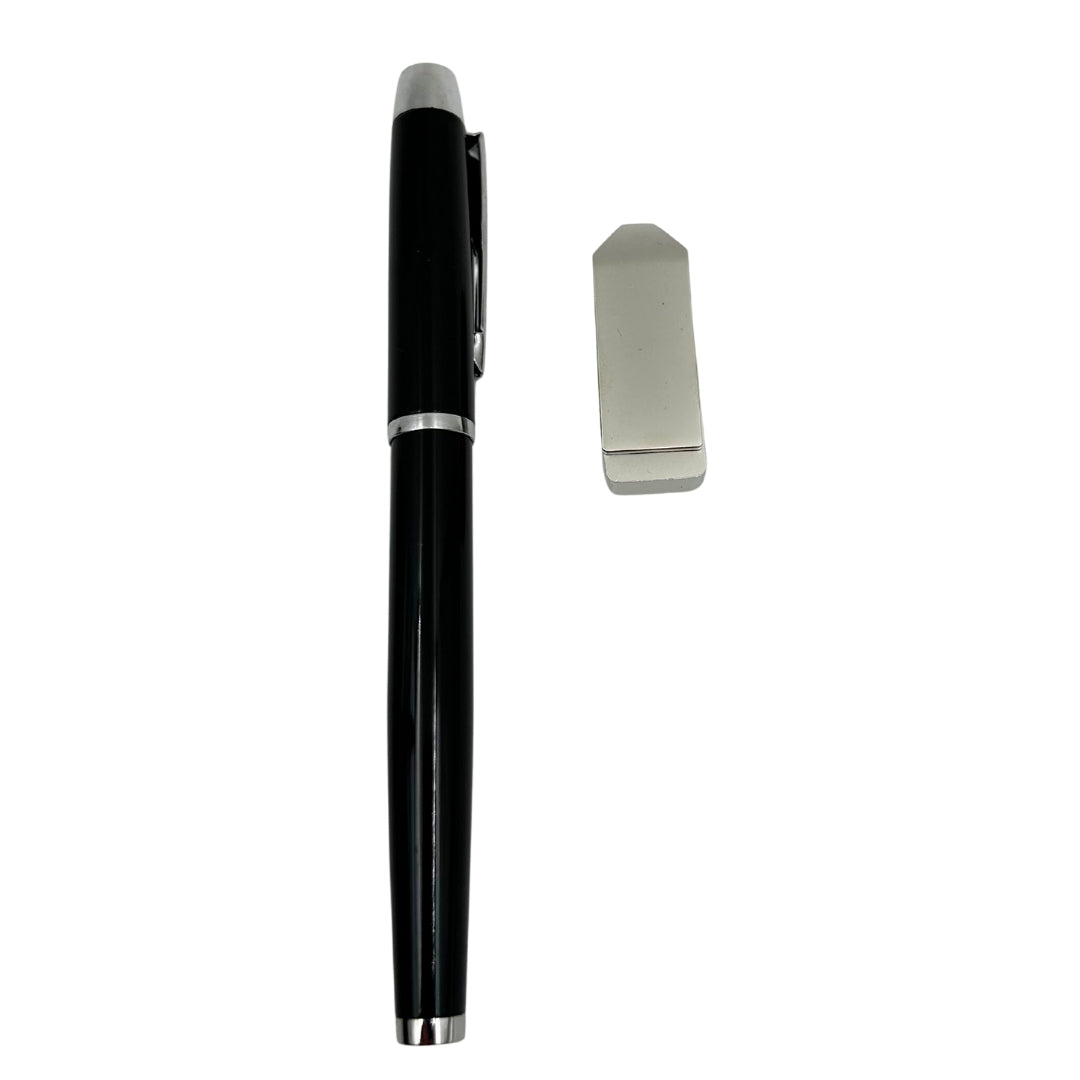 Elegantní prémiová dárková sada – zápisník A5 s perem a flash diskem 16GB v krabičce – černo-zlatá – EE9