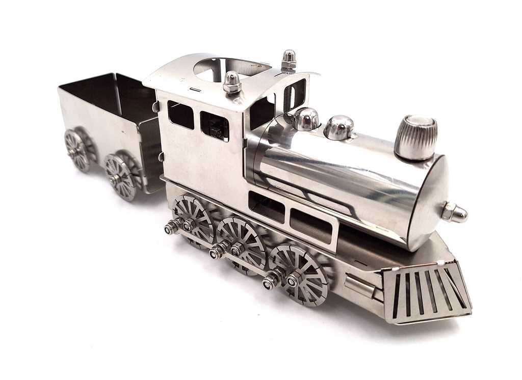Modelo plateado de tren personalizable con grabado