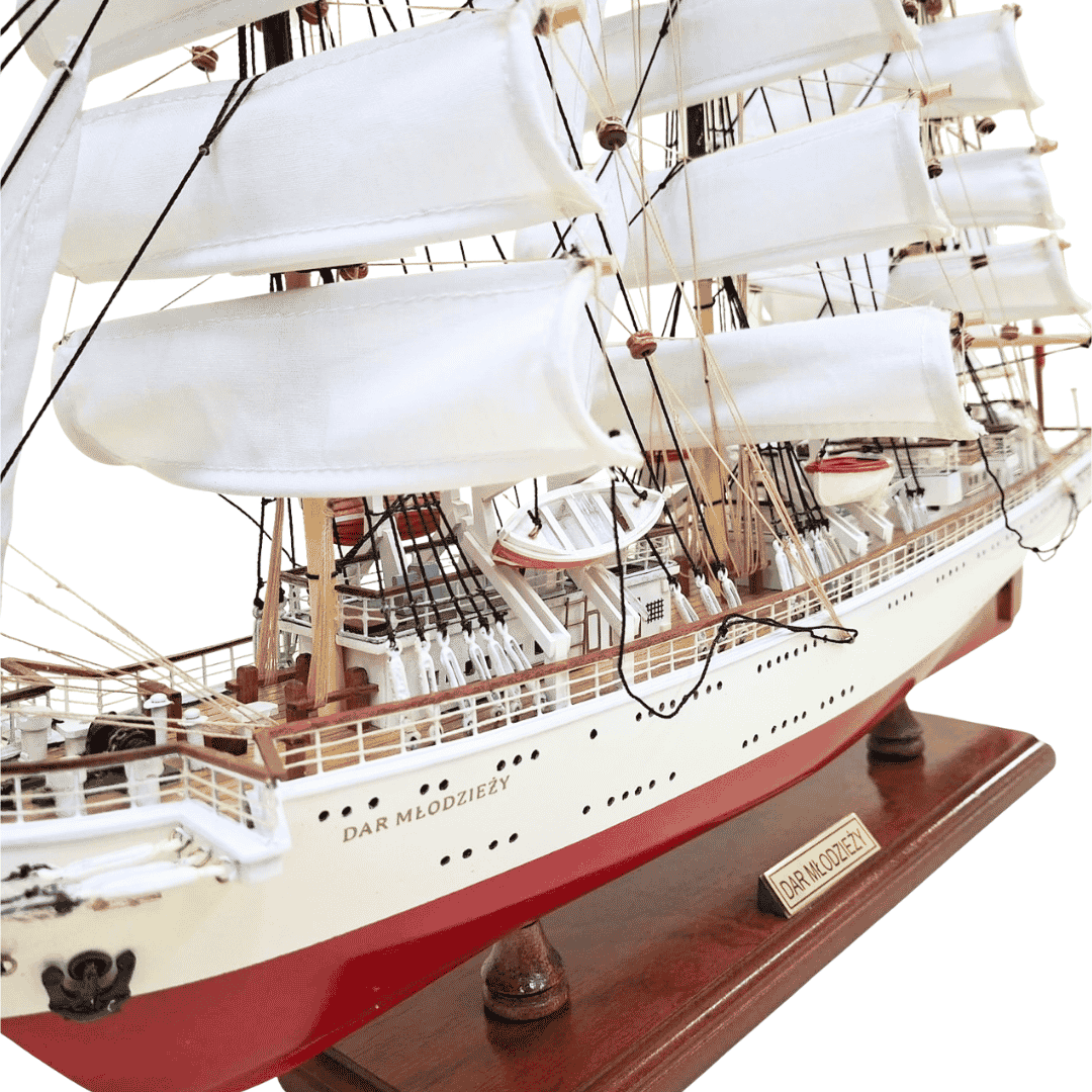 Exclusive XXL 71 cm Dar Młodzieży sailing ship model, with the option of personalization by engraving