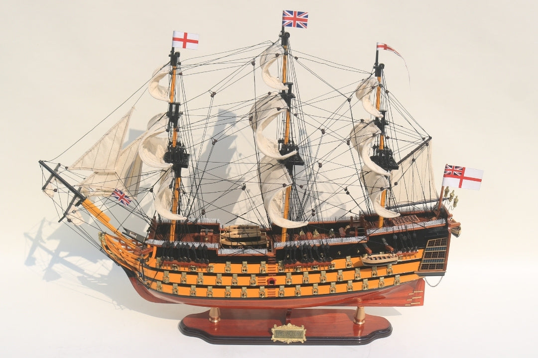 Assembled 80cm HMS Victory sailing ship model with the option of personalization by engraving - Exclusive gift decoration, handmade from exotic wood, high quality and attention to detail