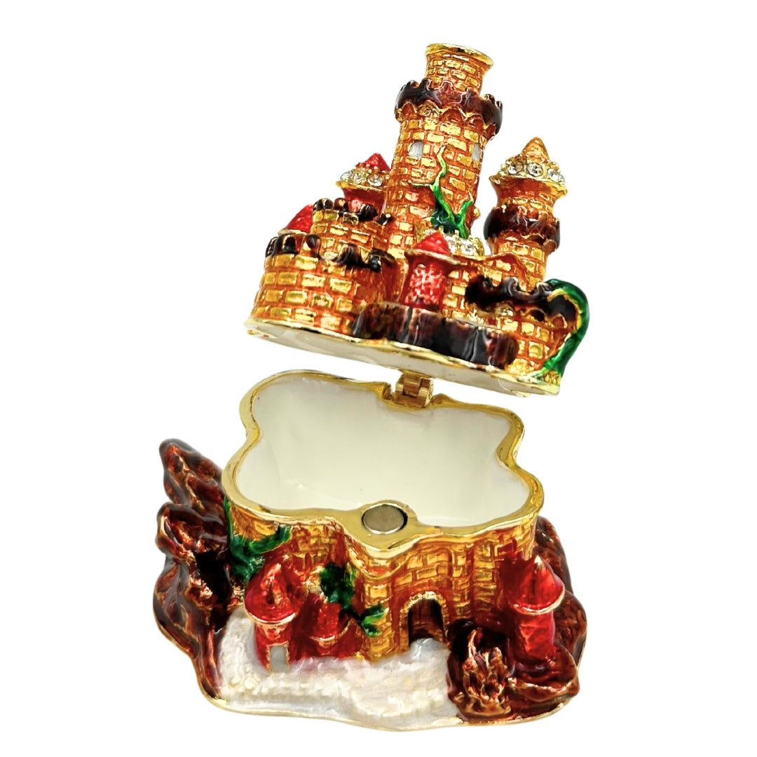 Small Jewelry Trinket Box Decorated with Crystals – Castle – HX580