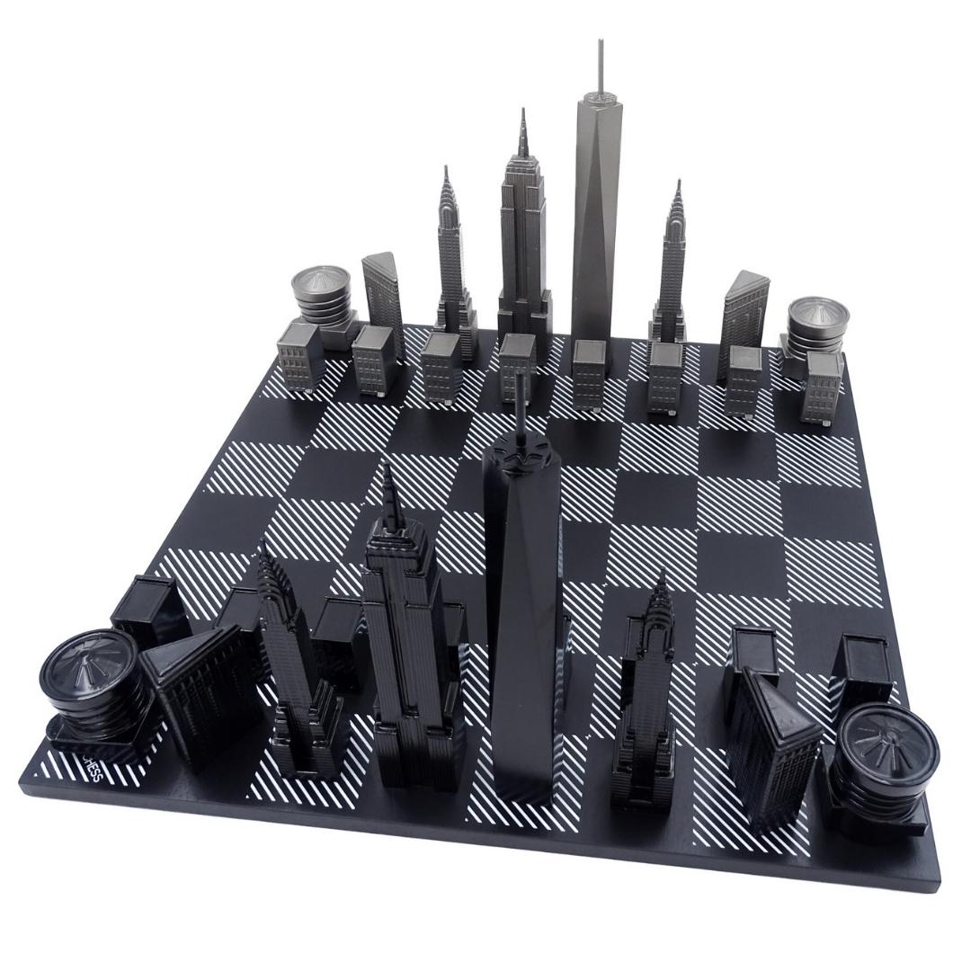 Șah de design Skyline New York din oțel inoxidabil – NY