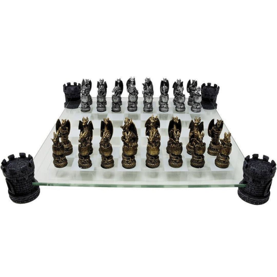 Fantasy Dragon Chess Set – glass chessboard 42x42 cm – MC-6069