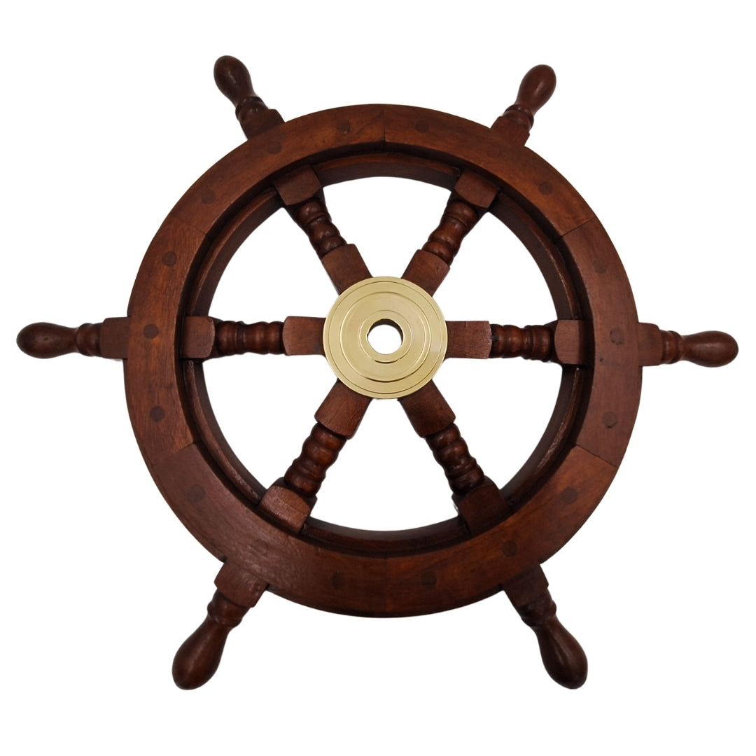 Dřevěné lodní kormidlo – 45 cm - retro námořní dekorace - NC1402A