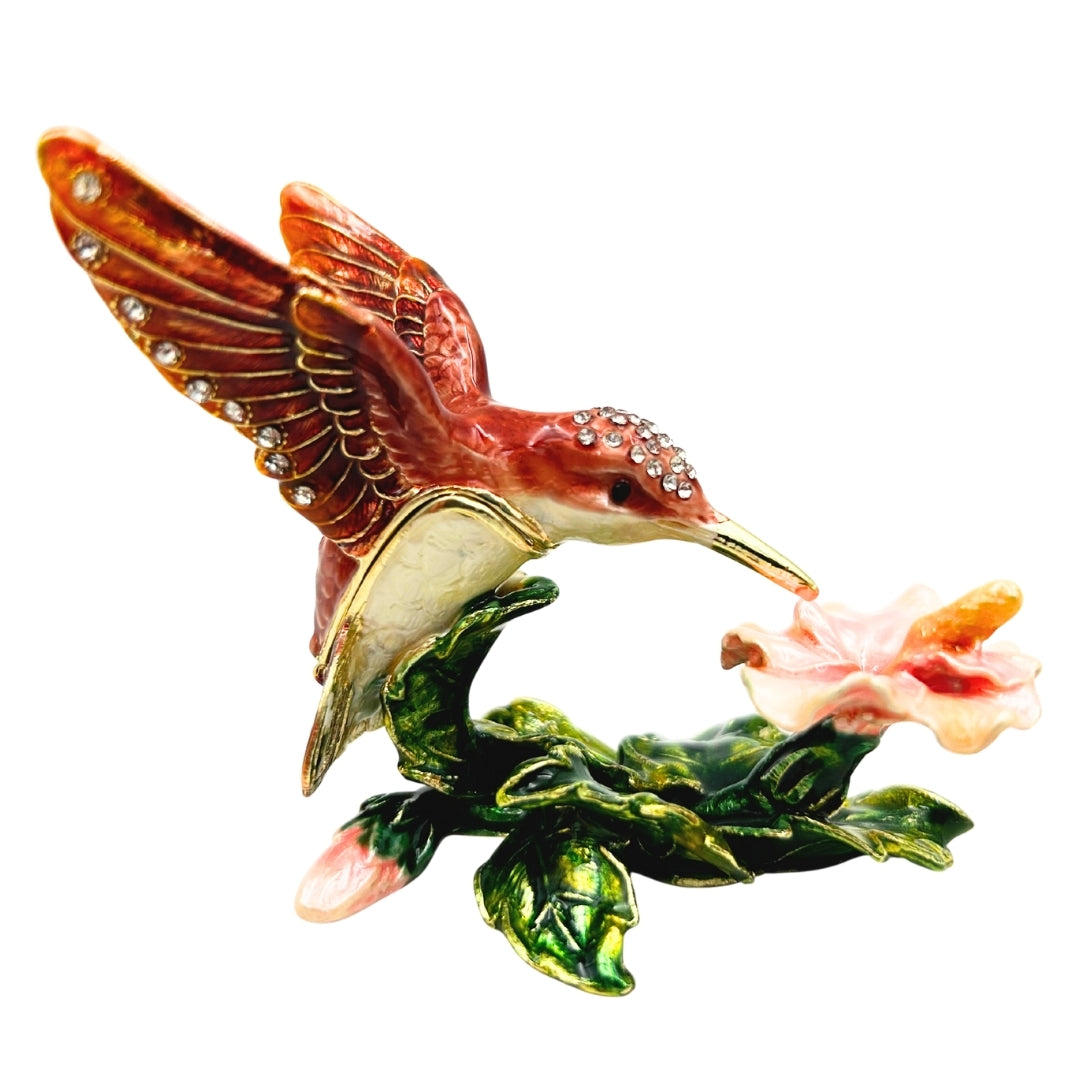 Cutiuță exclusivă pentru bijuterii, decorată cu cristale – Colibri – HX357