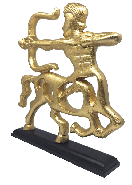 Figurină decorativă aurie - Săgetător - suport din lemn - SAG2