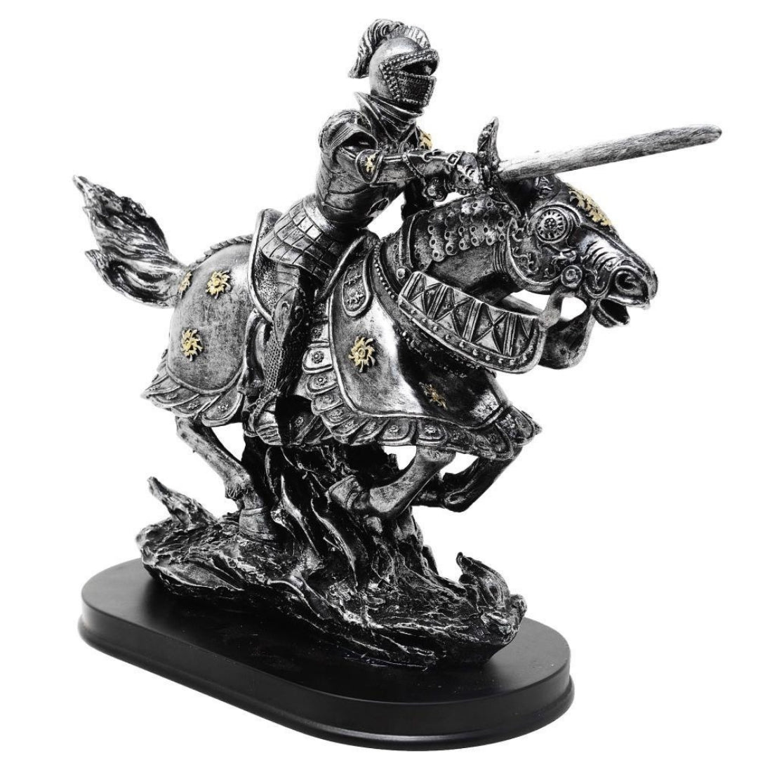 Knight on Horseback Figurine 31cm – hand-painted polyresin – MC-23152