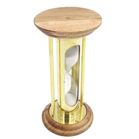 Brass and Wooden Hourglass 5 min Retro Style - NC3031