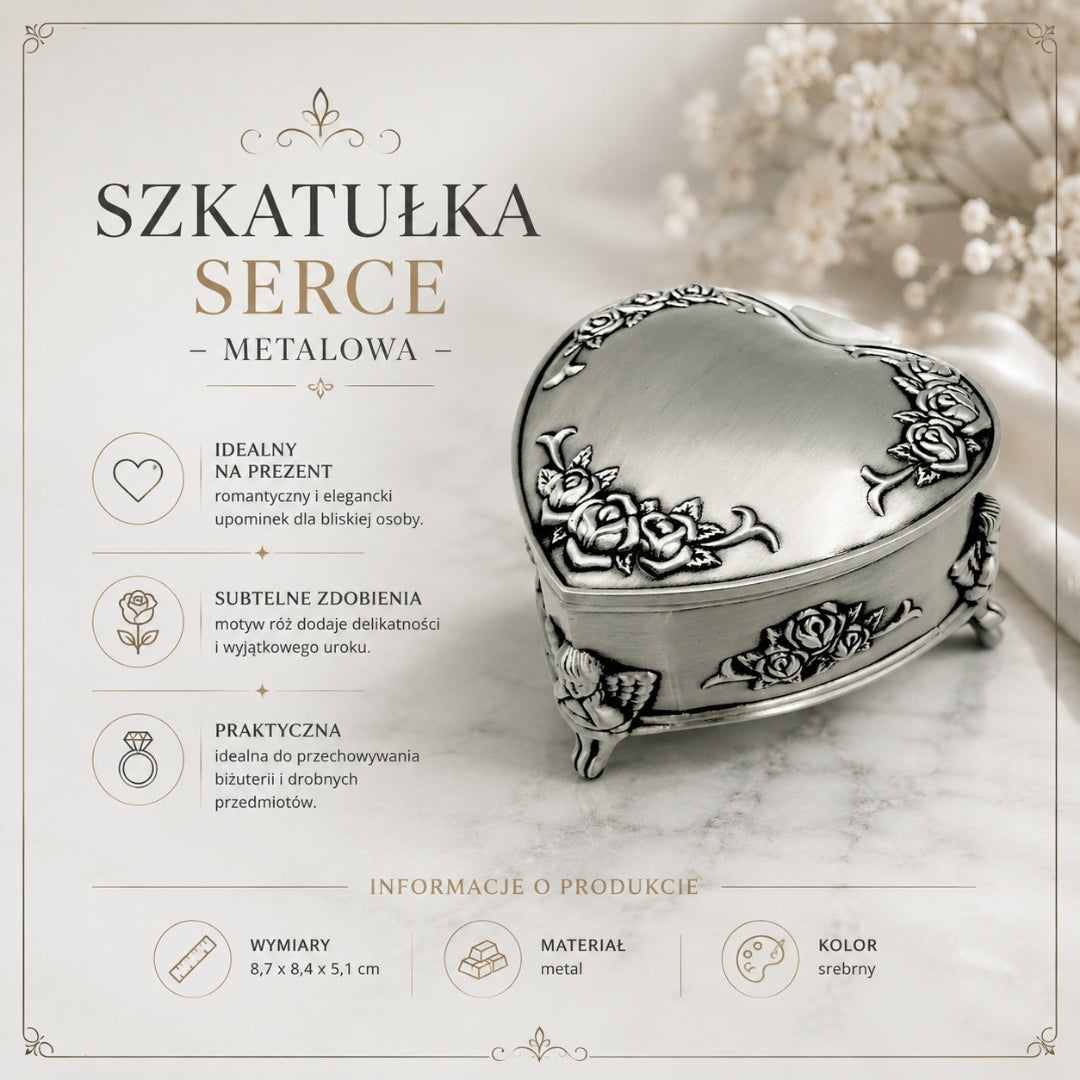 Kovová šperkovnice ve tvaru srdce – 2099