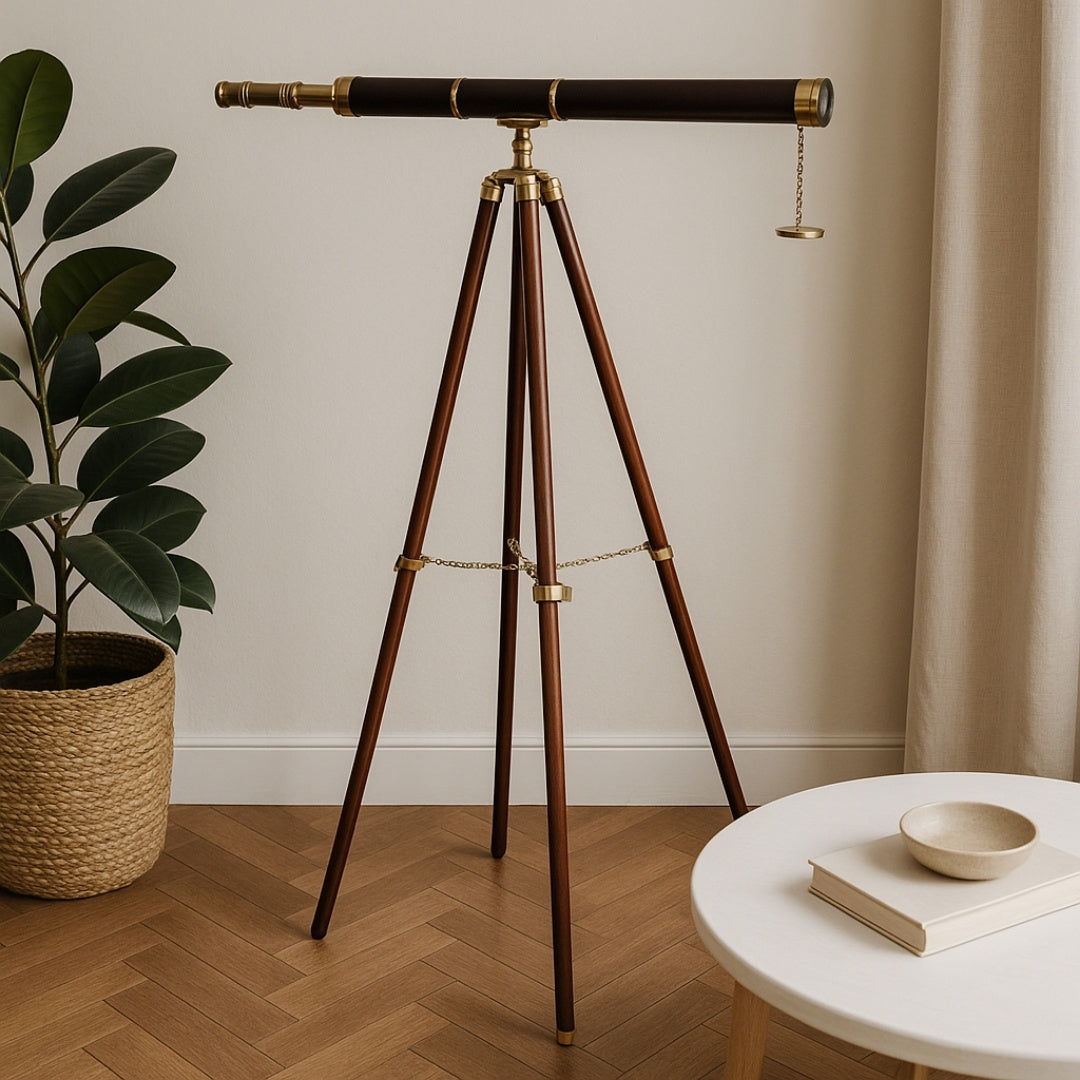 Lunetă decorativă mare pe trepied din lemn – TWSS