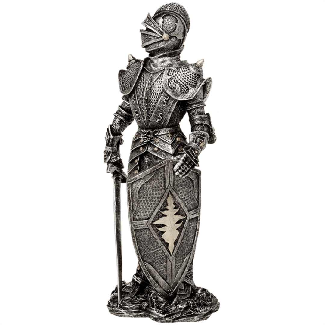 Dekorativní figurka rytíř ve stříbrné zbroji výška 30 cm - MC-23053