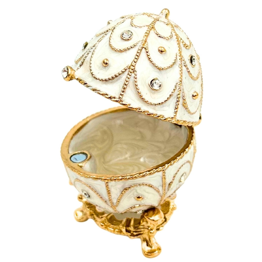 Exclusive Metal Fabergé Egg Trinket Box with Crystals - B0748-17WH