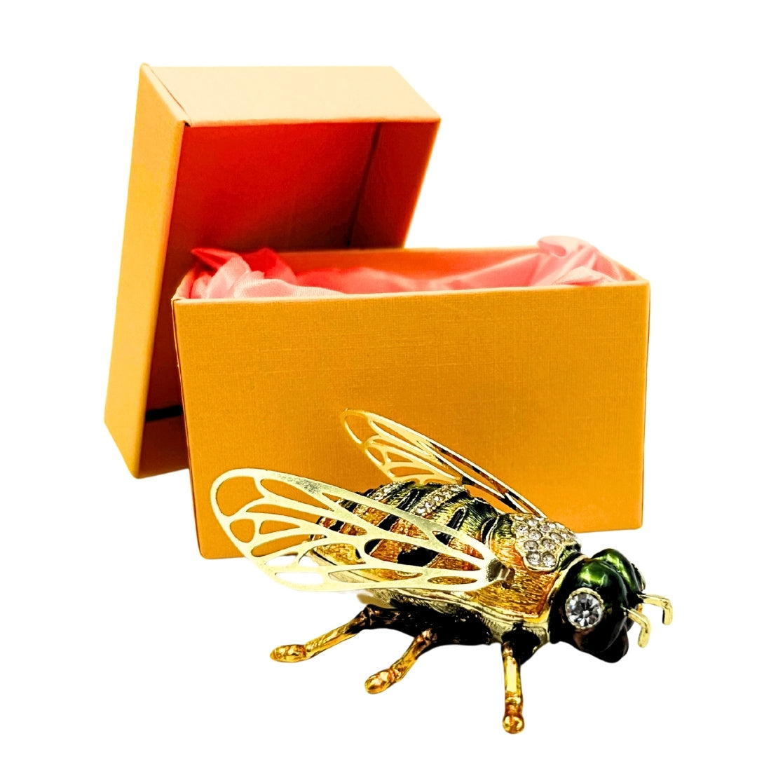 Exclusive Jewelry Trinket Box Decorated with Crystals – Bee – HX542